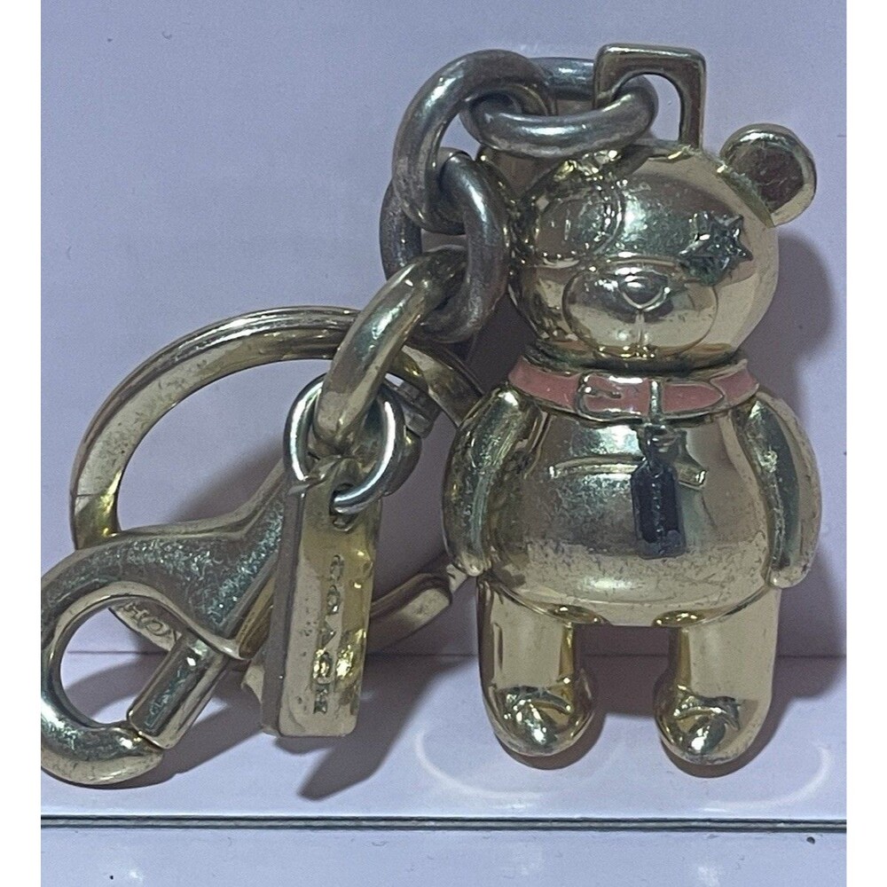 Cute Coach Teddy Bear Keyring HandBag Charm Keychain Collector Item Flawed